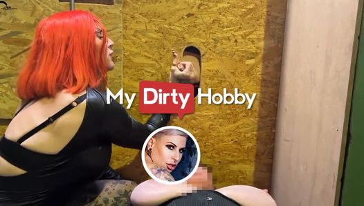 MyDirtyHobby – Busty redhead jerking hard cocks in gloryhole
